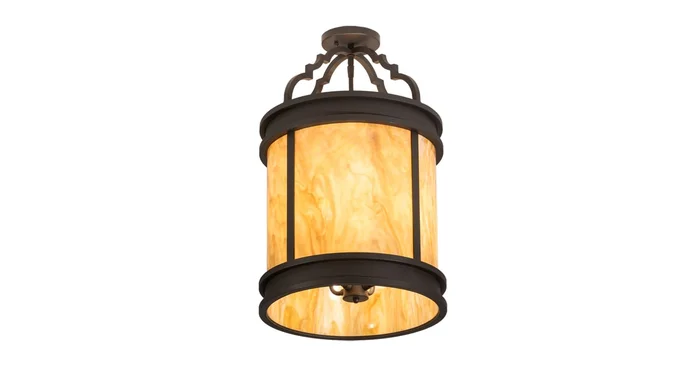 Meyda Tiffany Wyant 4 Light 15″ Wide Semi-Flush Ceiling Fixture – Wrought Iron Finish