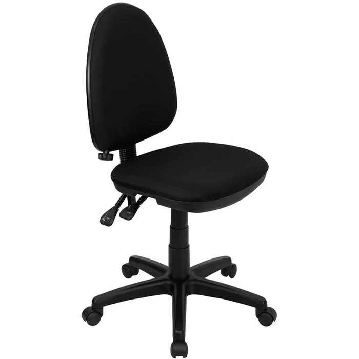 Mid-Back Black Fabric Multifunction Swivel Ergonomic Task Office Chair With Adjustable Lumbar Support By Flash Furniture – Black