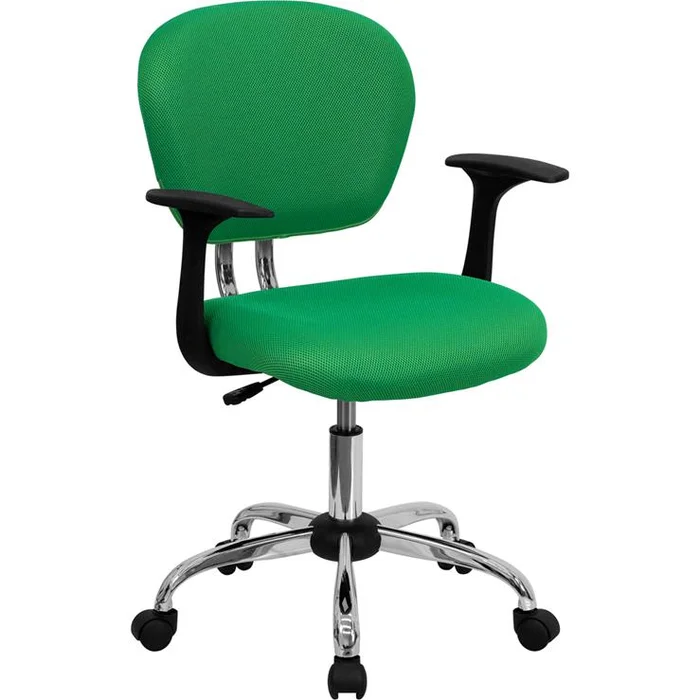 Mid-Back Bright Green Mesh Padded Swivel Task Office Chair With Chrome Base And Arms By Flash Furniture – Bright Green