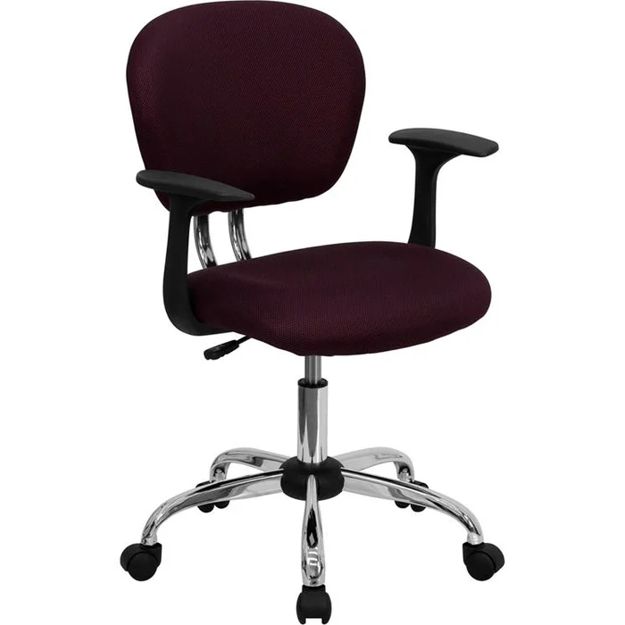 Mid-Back Burgundy Mesh Padded Swivel Task Office Chair With Chrome Base And Arms By Flash Furniture – Burgundy