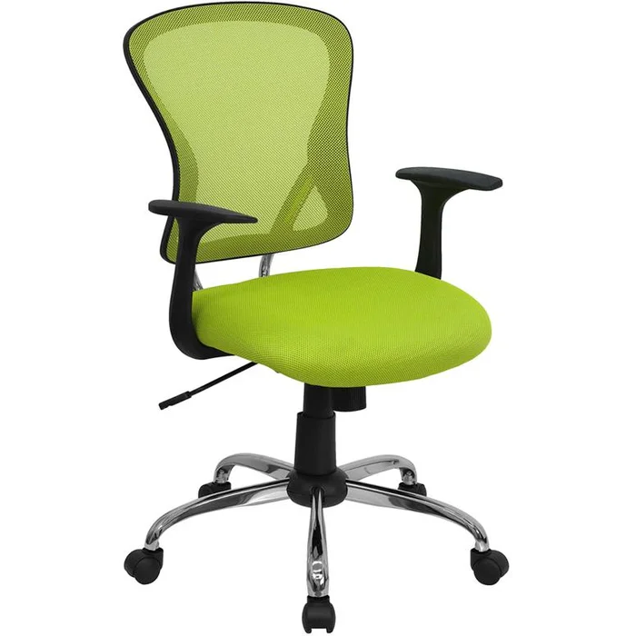 Mid-Back Green Mesh Swivel Task Office Chair With Chrome Base And Arms By Flash Furniture – Green