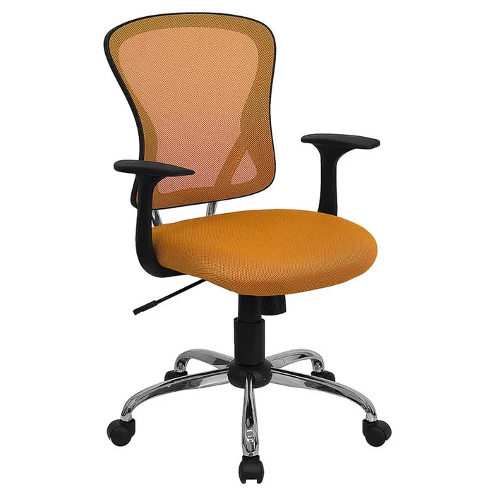 Mid-Back Orange Mesh Swivel Task Office Chair With Chrome Base And Arms By Flash Furniture – Orange
