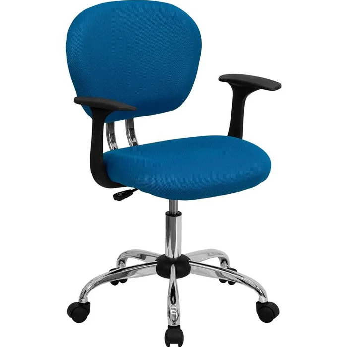 Mid-Back Turquoise Mesh Padded Swivel Task Office Chair With Chrome Base And Arms By Flash Furniture – Turquoise