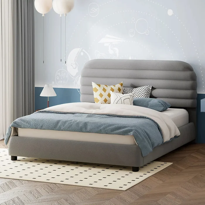Mireya Queen Velvet Upholstered Platform Bed