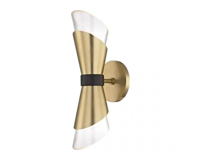 Mitzi Angie 2 Light Wall Sconce – Aged Brass/Black (Dropshippable)