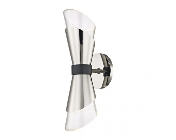 Mitzi Angie 2 Light Wall Sconce – Polished Nickel/Black (Dropshippable)