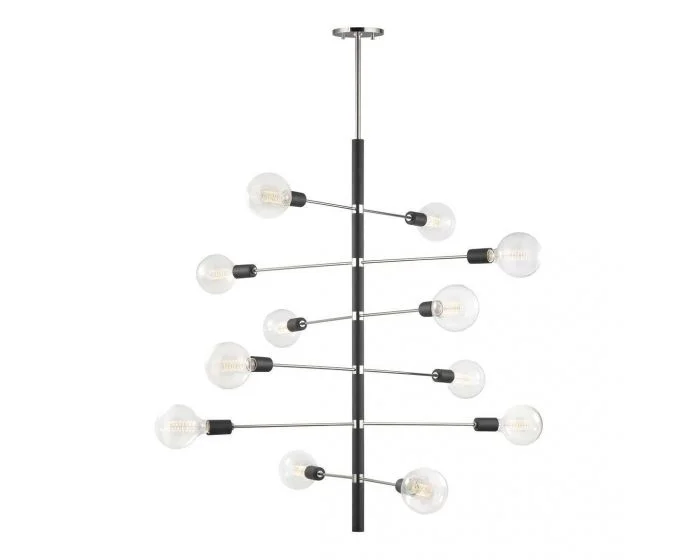 Mitzi Astrid 12 Light Chandelier – Polished Nickel/Black (Dropshippable)