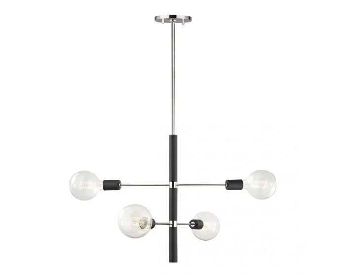 Mitzi Astrid 4 Light Chandelier – Polished Nickel/Black (Dropshippable)