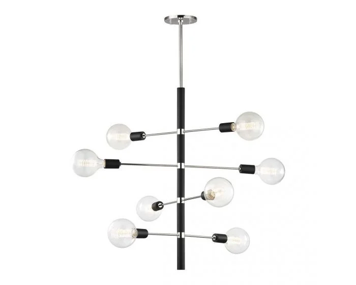 Mitzi Astrid 8 Light Chandelier – Polished Nickel/Black (Dropshippable)