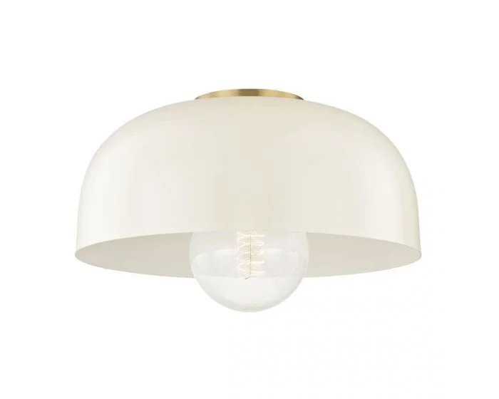 Mitzi Avery 1 Light Flush Mount, Large – Aged Brass/Cream (Dropshippable)