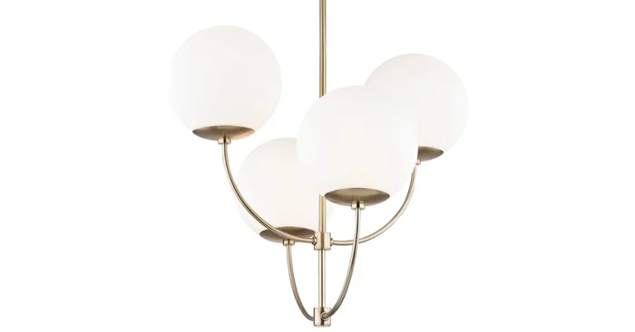 Mitzi Carrie 4 Light 29-3/4″ Wide Globe Chandelier with Opal Etched Shades