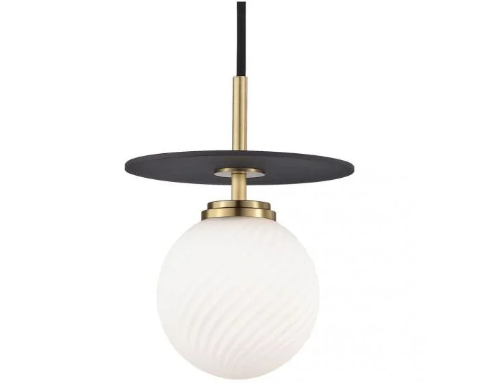 Mitzi Ellis 1 Light Pendant, Small – Aged Brass/Black (Dropshippable)