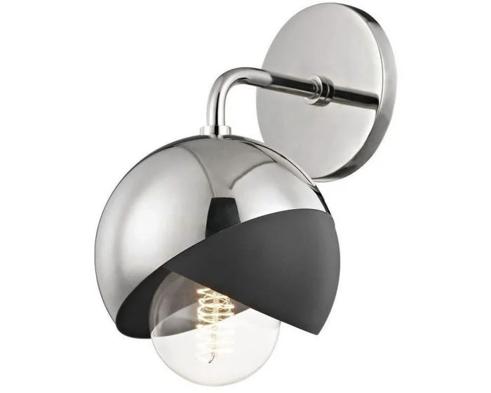 Mitzi Emma Wall Sconce – Polished Nickel/Black (Dropshippable)