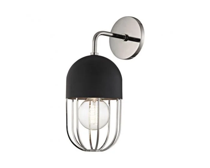 Mitzi Haley Wall Sconce – Polished Nickel/Black (Dropshippable)