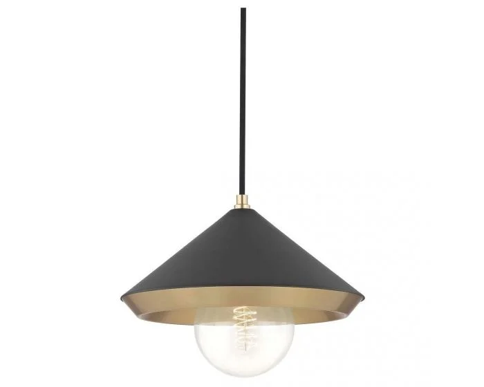 Mitzi Marnie 1 Light Pendant, Large – Aged Brass/Black (Dropshippable)