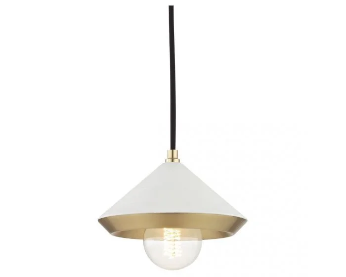 Mitzi Marnie 1 Light Pendant, Small – Aged Brass/Soft Off White (Dropshippable)