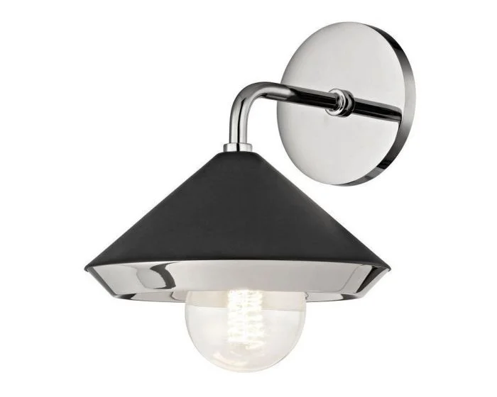 Mitzi Marnie Wall Sconce – Polished Nickel/Black (Dropshippable)