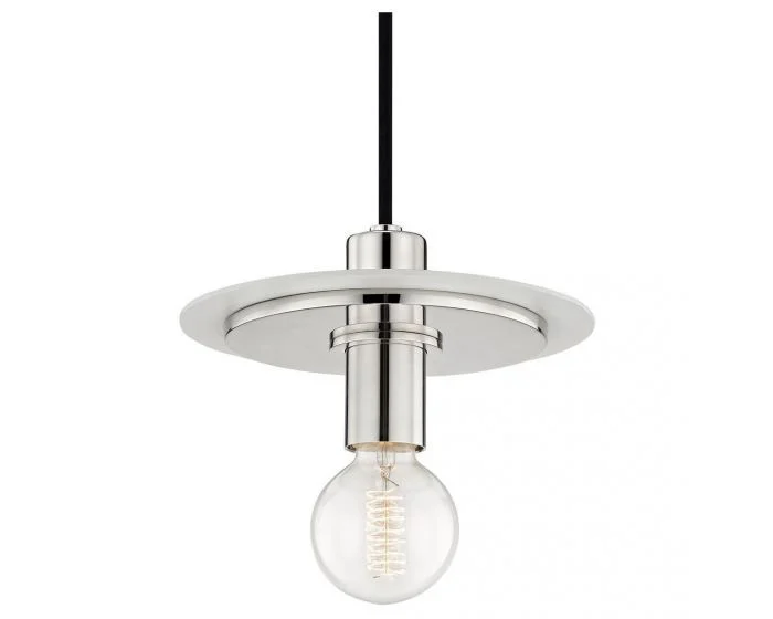 Mitzi Milo 1 LightPendant, Small – Polished Nickel/White (Dropshippable)