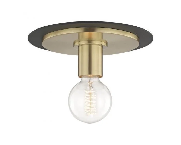 Mitzi Milo Flush Mount – Aged Brass/Black (Dropshippable)