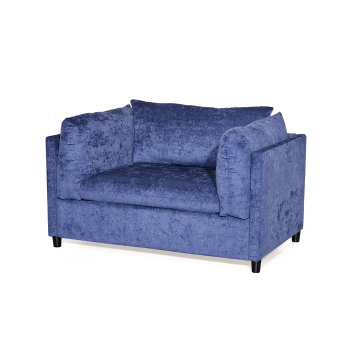Modern Club Chair With Textured Upholstery And Pillow Accents – Navy Blue