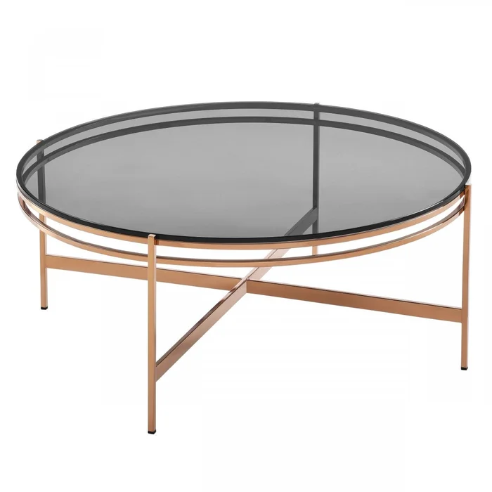 Modrest Bradford – Modern Smoked Glass & Rosegold Coffee Table