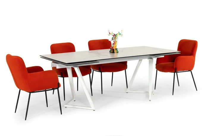Modrest Farrell – Modern White Ceramic Extendable Dining Table