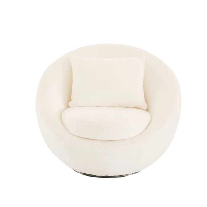 Modrest Gypsum – Modern White Swivel Accent Chair