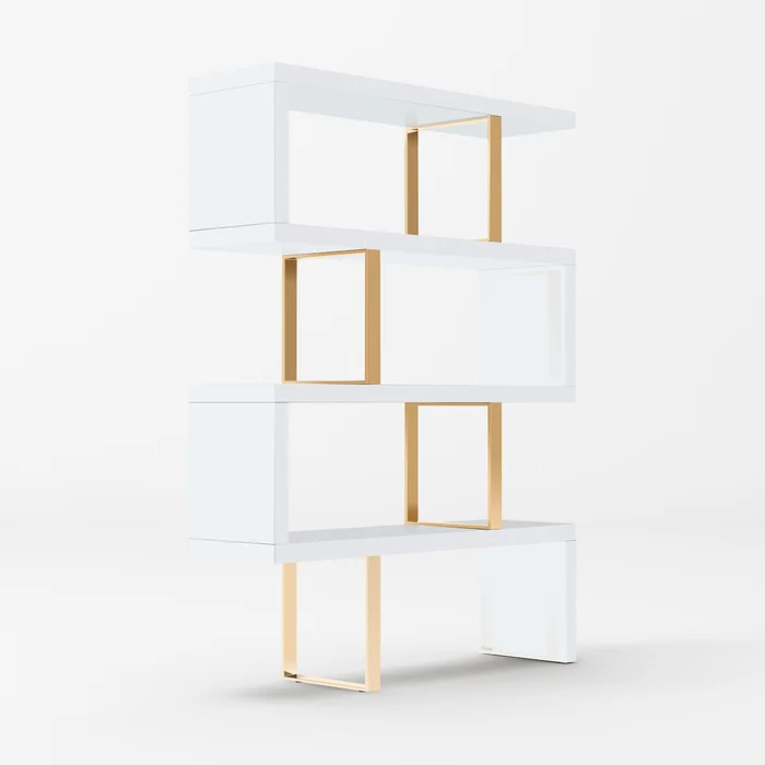 Modrest Maze – Modern White & Gold Bookcase