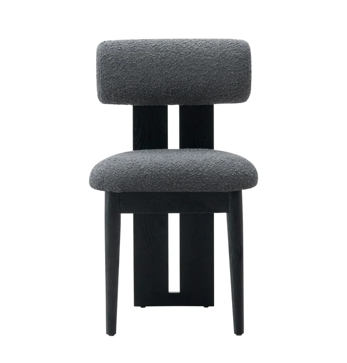 Modrest Skerrit – Modern Grey Fabric + Black Oak Dining Chair (Set of 2)