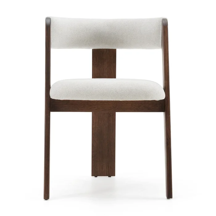 Modrest Washington – Modern Off-White Fabric + Brown Oak Dining Chair (Set of 2)