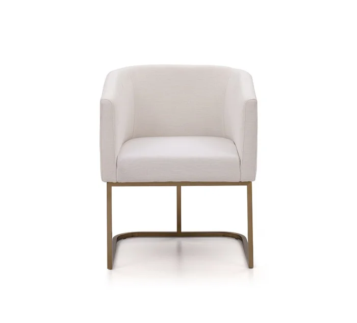 Modrest Yukon Modern White Fabric and Antique Brass Dining Chair