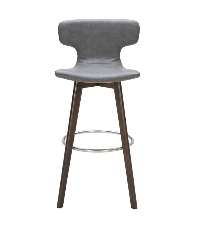 Modrest Zach Mid-Century Dark Grey Eco-Leather Bar Stool