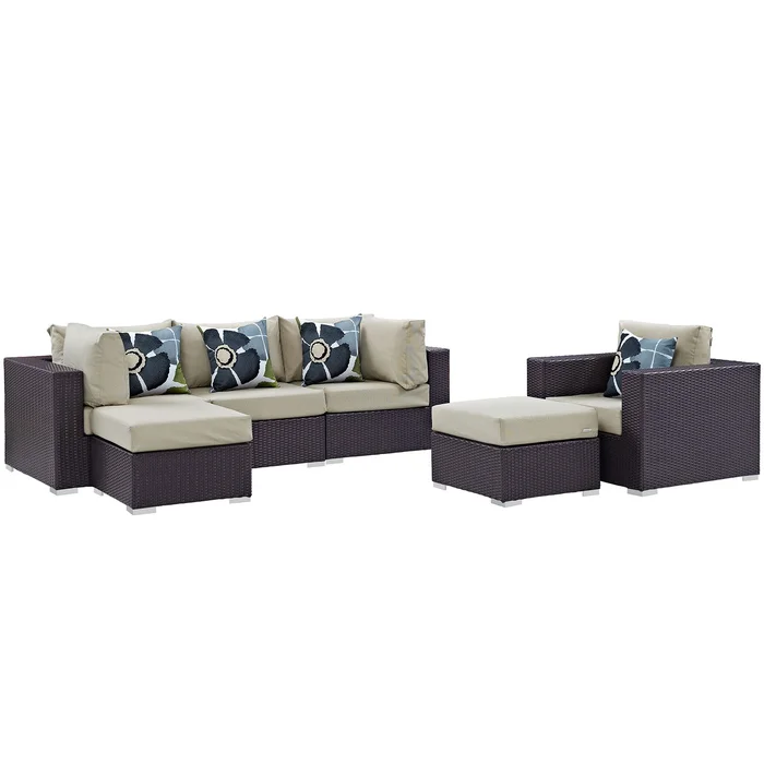 Modway Convene 6 Piece Outdoor Patio Sectional Set – EEI-2372