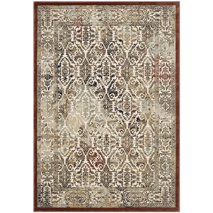 Modway Hester Ornate Turkish 5×8 Vintage Area Rug – R-1100-58 – Tan and Walnut Brown