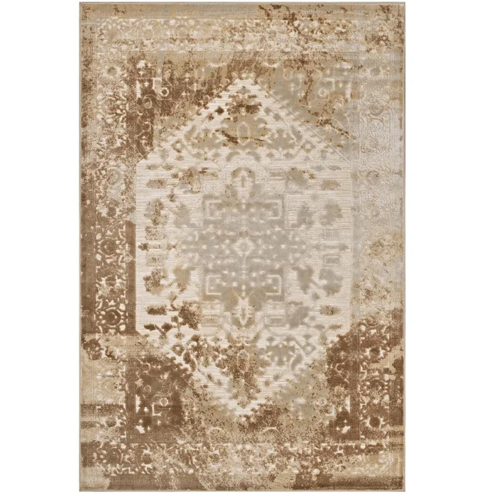Modway Rosina Distressed Persian Medallion 5×8 Area Rug – R-1094-58 – Tan and Cream