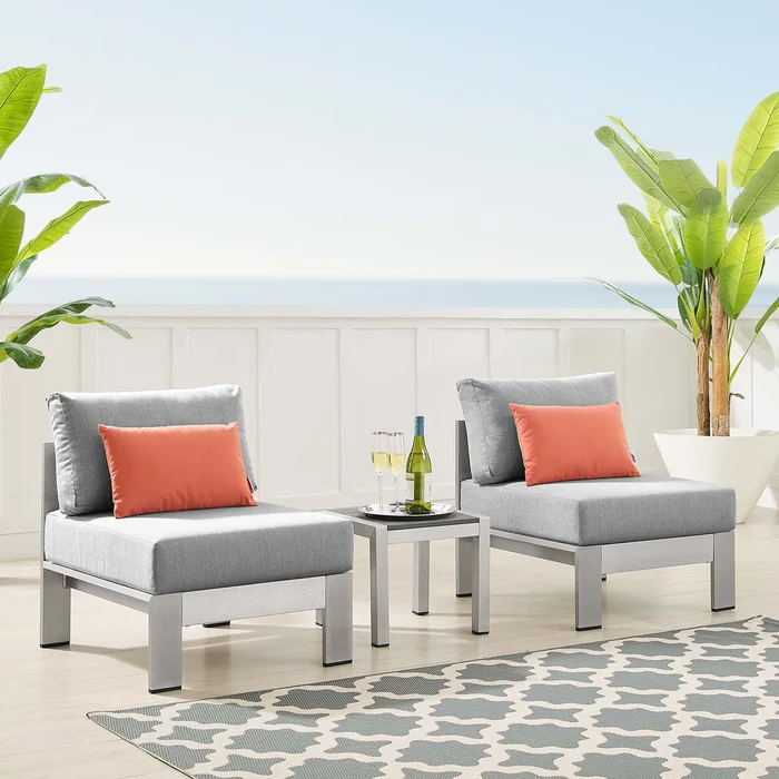Modway Shore Sunbrella® Fabric Outdoor Patio Aluminum 3 Piece Set – EE