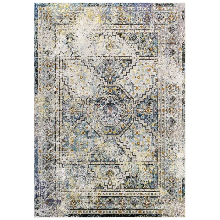 Modway Success Jacinda Distressed Vintage Floral Persian Medallion 4×6 Area Rug – R-1164-46 – Multicolored