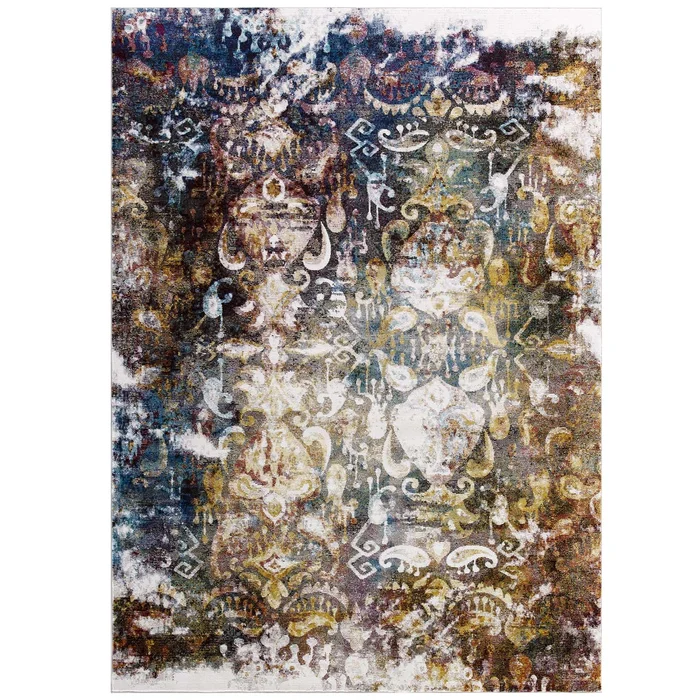 Modway Success Jayla Transitional Distressed Vintage Floral Moroccan Trellis 4×6 Area Rug – R-1160-46 – Multicolored