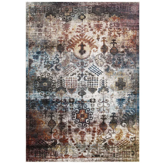 Modway Success Tahira Transitional Distressed Vintage Floral Moroccan Trellis 4×6 Area Rug – R-1159-46 – Multicolored
