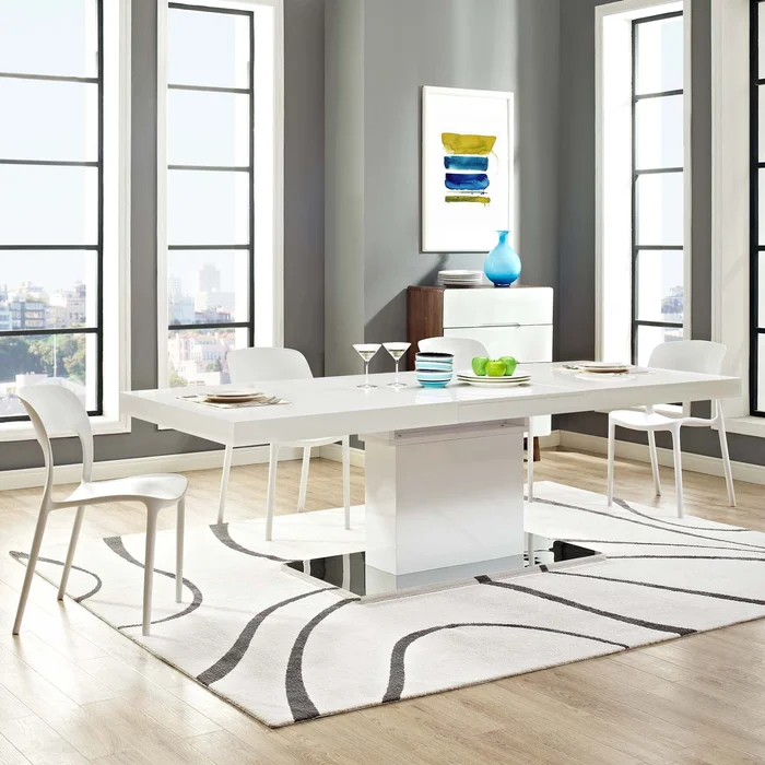 Modway Vector Expandable Dining Table – EEI-2870 – White Silver