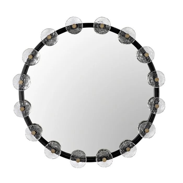 Moira Mirror With Glass Details – Black Metal
