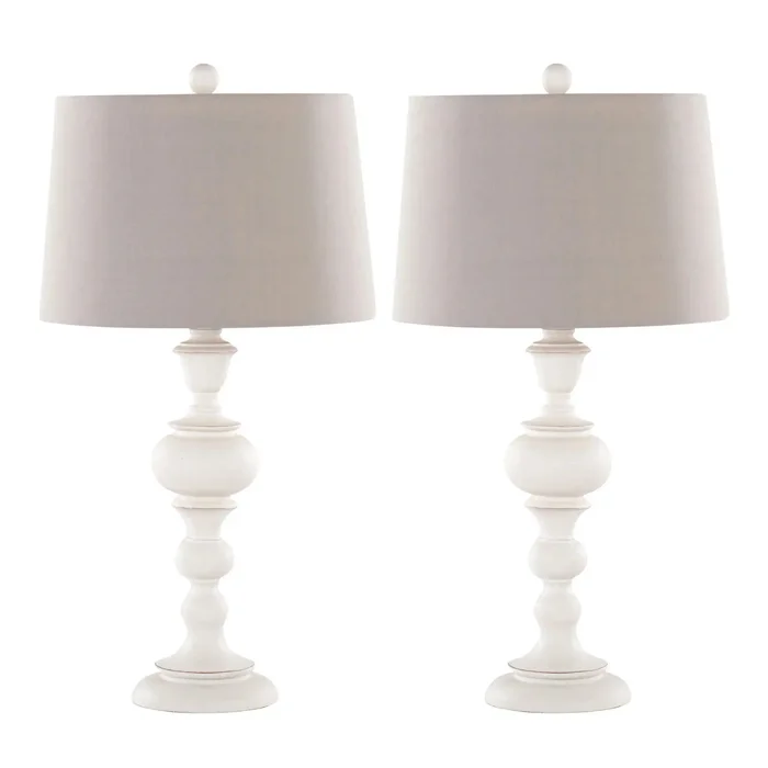 Morocco – Farmhouse Poly Table Lamp (Set of 2) – Distressed Off White / Soft Gray
