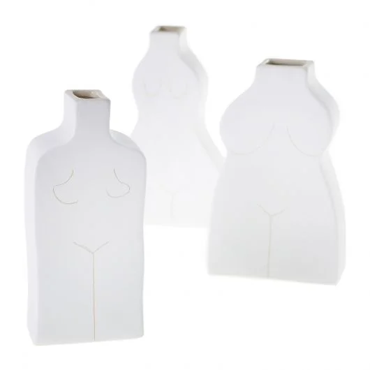 Muse Budvases Set Of 2 By Accent Decor – White – Ceramic – 50320