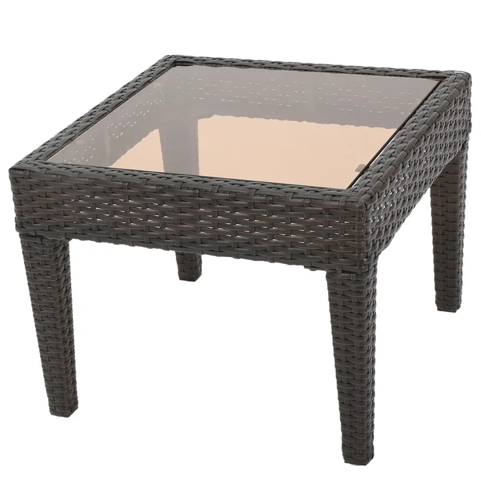 Nebulosity – Outdoor Accent Table With Square Glass Top – Brown Multi