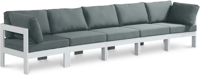 Nizuc – Outdoor Patio 5 Seat Modular Sofa With White Frame