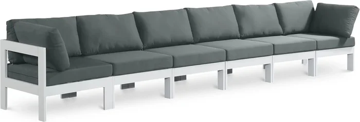 Nizuc – Outdoor Patio 6 Seat Modular Sofa With White Frame