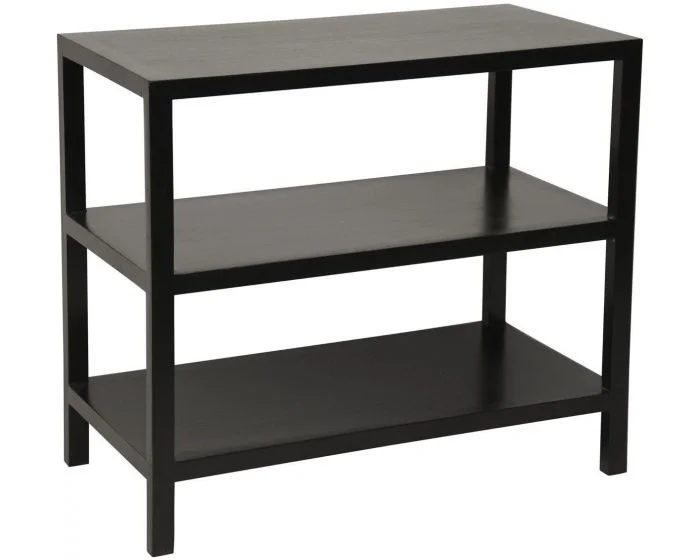 Noir Furniture 2 Shelf Side Table, Hand Rubbed Black