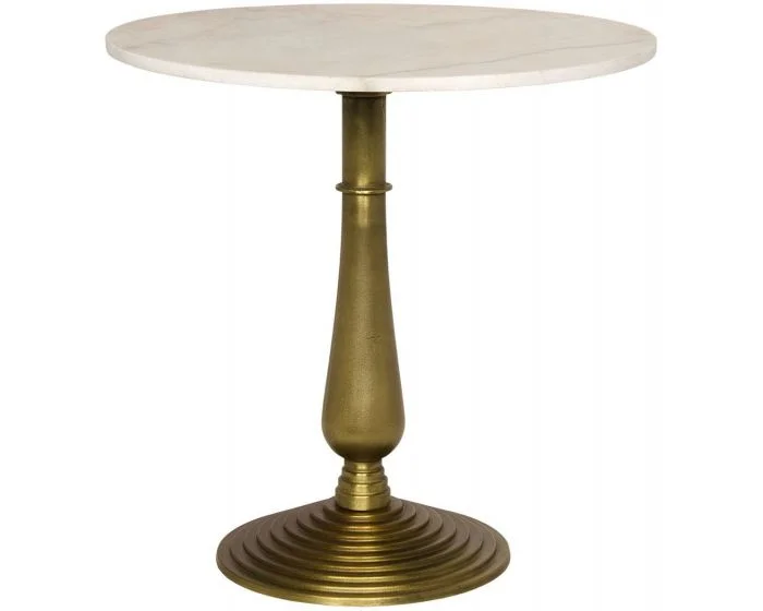 Noir Furniture Alida Side Table with White Marble, Brass Finish