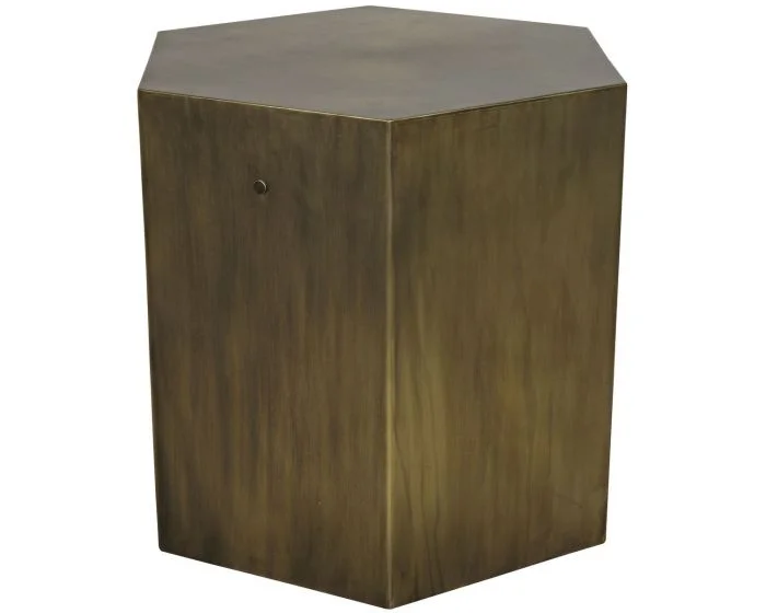 Noir Furniture Aria Side Table B, Steel with Aged Brass Finish (Dropshippable)