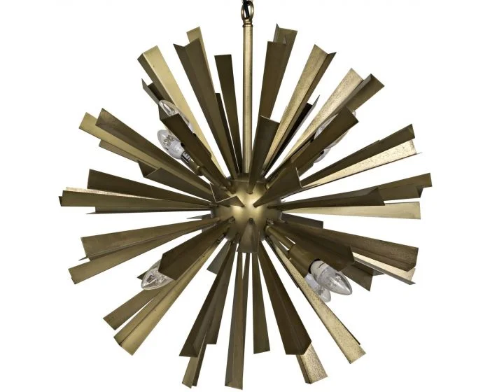 Noir Furniture Bero Chandelier, Metal with Brass Finish